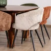 Lot de 2 chaises de repas en velours côtelé kaki et pieds métal "Sonate"