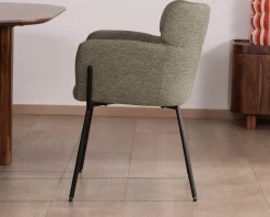 Lot de 2 chaises de repas en tissu kaki et pieds métal 