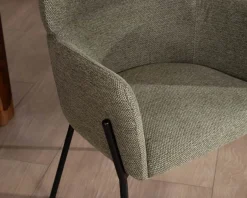 Lot de 2 chaises de repas en tissu kaki et pieds métal 