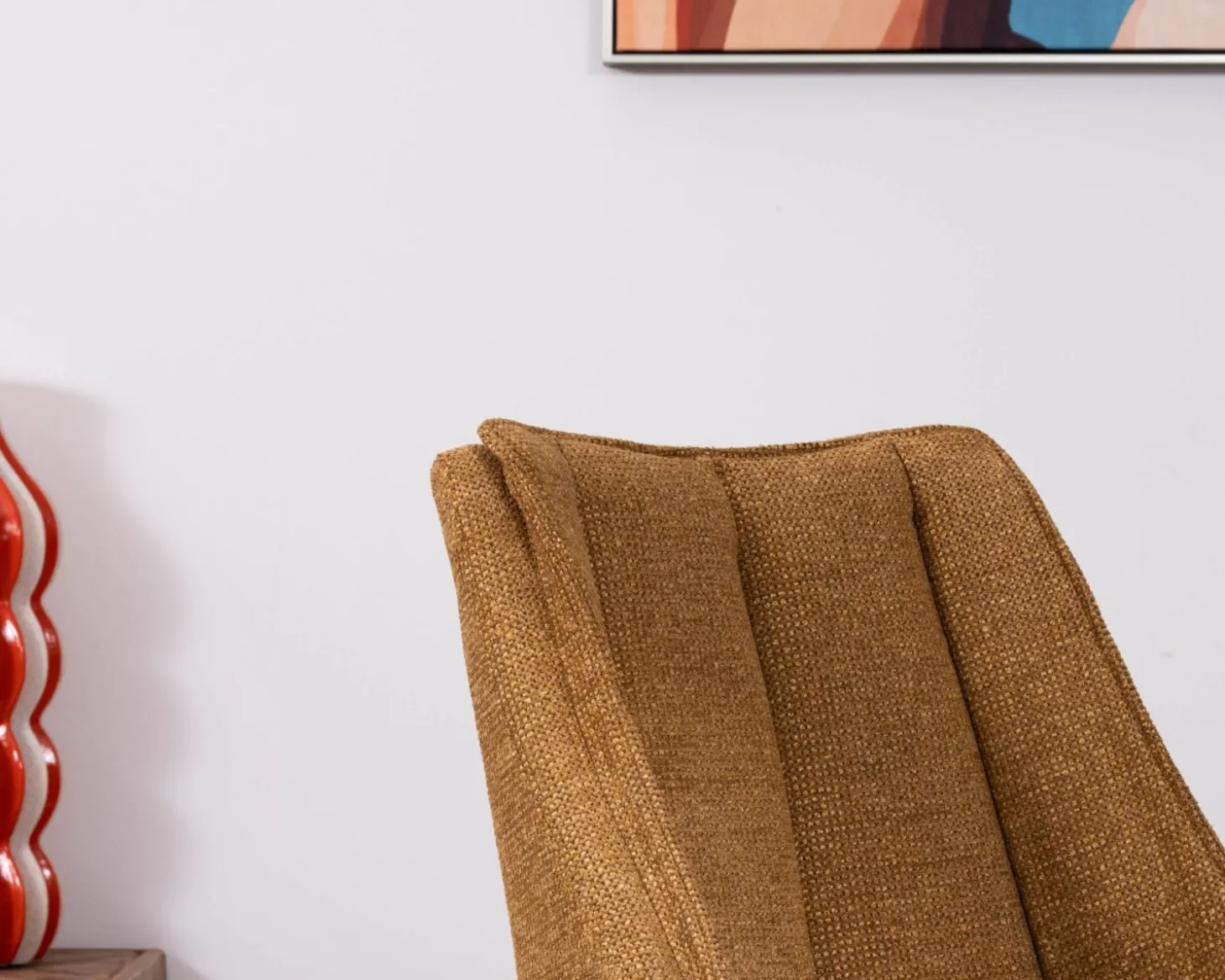 Lot de 2 chaises de repas pivotantes et matelassée en tissu moutarde "Webber"