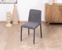 Lot de 4 chaises de repas empilables en tissu gris graphite texturé “Otto”