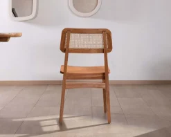 Lot de 2 chaises de repas en teck avec dossier en cannage "Natsu"