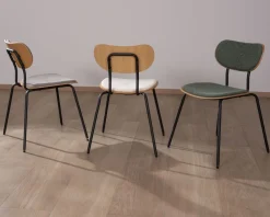 Lot de 4 chaises de repas en tissu vert 