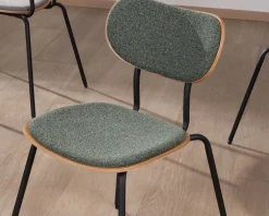 Lot de 4 chaises de repas en tissu vert 