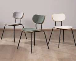 Lot de 4 chaises de repas en tissu vert 
