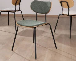 Lot de 4 chaises de repas en tissu vert 