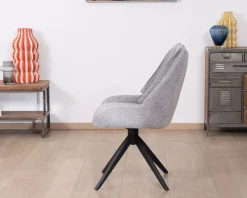 Lot de 2 chaises de repas pivotantes en tissu gris 