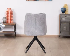 Lot de 2 chaises de repas pivotantes en tissu gris 