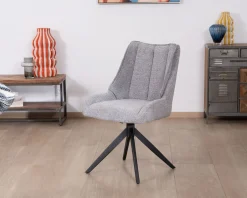 Lot de 2 chaises de repas pivotantes en tissu gris 