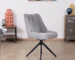 Lot de 2 chaises de repas pivotantes en tissu gris 