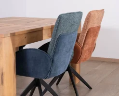 Lot de 2 chaises en tissu bi-texturé bleu foncé 