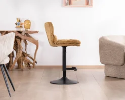 Lot de 2 chaises hautes en tissu moutarde 