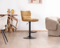 Lot de 2 chaises hautes en tissu moutarde 