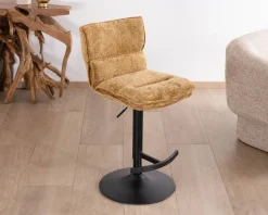 Lot de 2 chaises hautes en tissu moutarde 