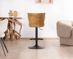 Lot de 2 chaises hautes en tissu moutarde 