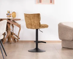 Lot de 2 chaises hautes en tissu moutarde 