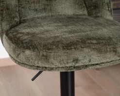 Lot de 2 chaises hautes réglables et pivotantes en velours vert kaki 