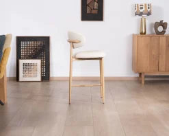 Lot de 2 chaises mi-hauteur style scandinave en tissu blanc cassé 