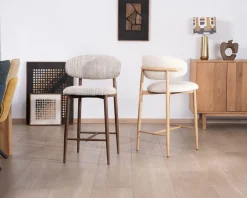 Lot de 2 chaises mi-hauteur style scandinave en tissu blanc cassé 