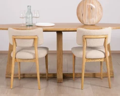 Lot de 2 chaises style scandinave en frêne naturel et tissu beige "Isadora"