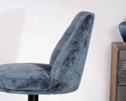 Lot de 2 confortables chaises de bar pivotantes en tissu bleu 