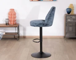 Lot de 2 confortables chaises de bar pivotantes en tissu bleu 