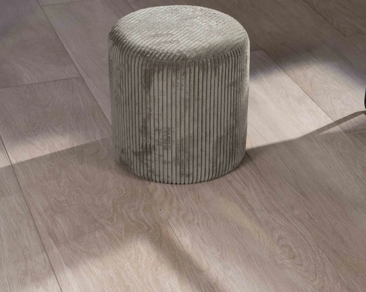 Lot de 2 petits poufs ronds en velours côtelé kaki "Snaw" diamètre 35 cm