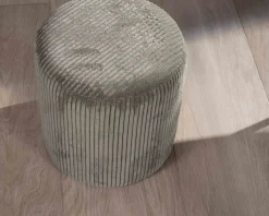 Lot de 2 petits poufs ronds en velours côtelé kaki
