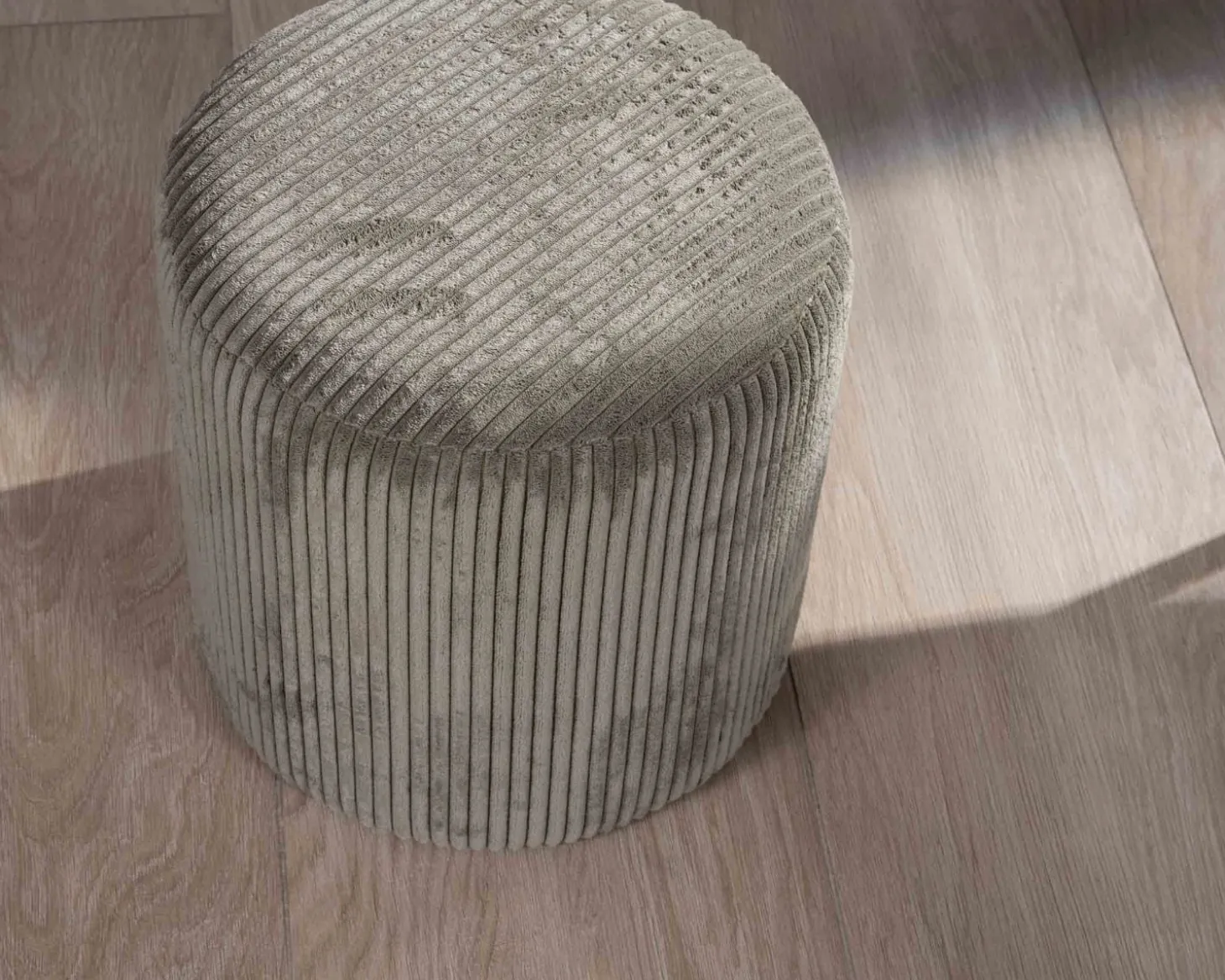 Lot de 2 petits poufs ronds en velours côtelé kaki "Snaw" diamètre 35 cm