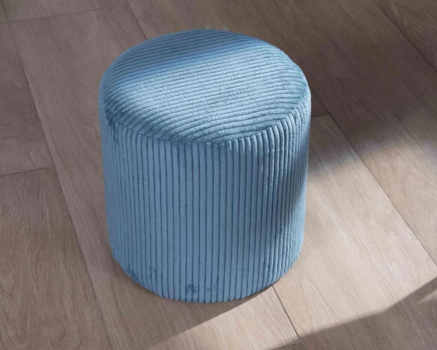 Lot de 2 poufs bleu pétrole en velours côtelé "Snaw" diamètre 35 cm