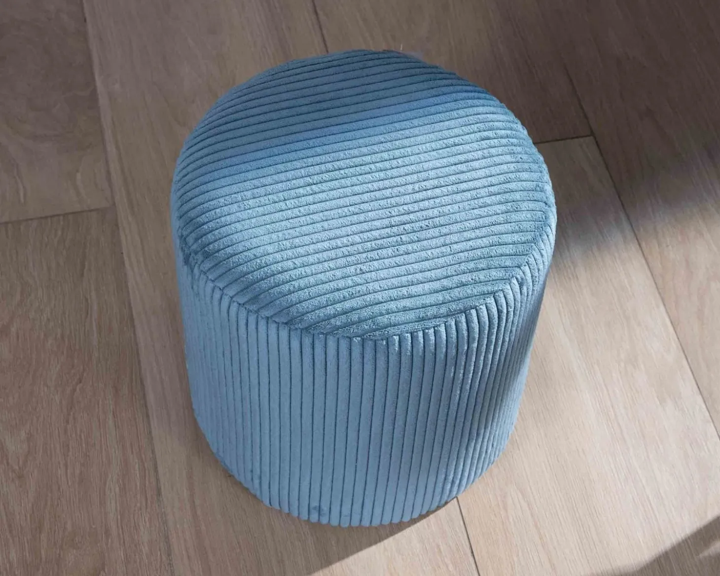 Lot de 2 poufs bleu pétrole en velours côtelé "Snaw" diamètre 35 cm