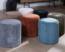 Lot de 2 poufs noirs en velours côtelé 