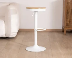 Lot de 2 tabourets ajustables en hauteur en métal blanc 