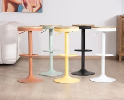 Lot de 2 tabourets réglables en hauteur avec assise bois 