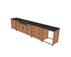 Meuble de cuisine 3 tiroirs casserolier 