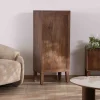 Meuble de rangement bas en manguier massif foncé "Kaldo" Style rétro scandinave