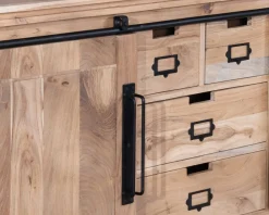 Meuble de salle de bain bois massif et pieds métal 