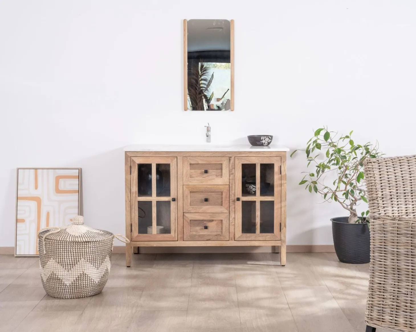 Meuble de salle de bain simple vasque 120 cm "Maestro" en manguier
