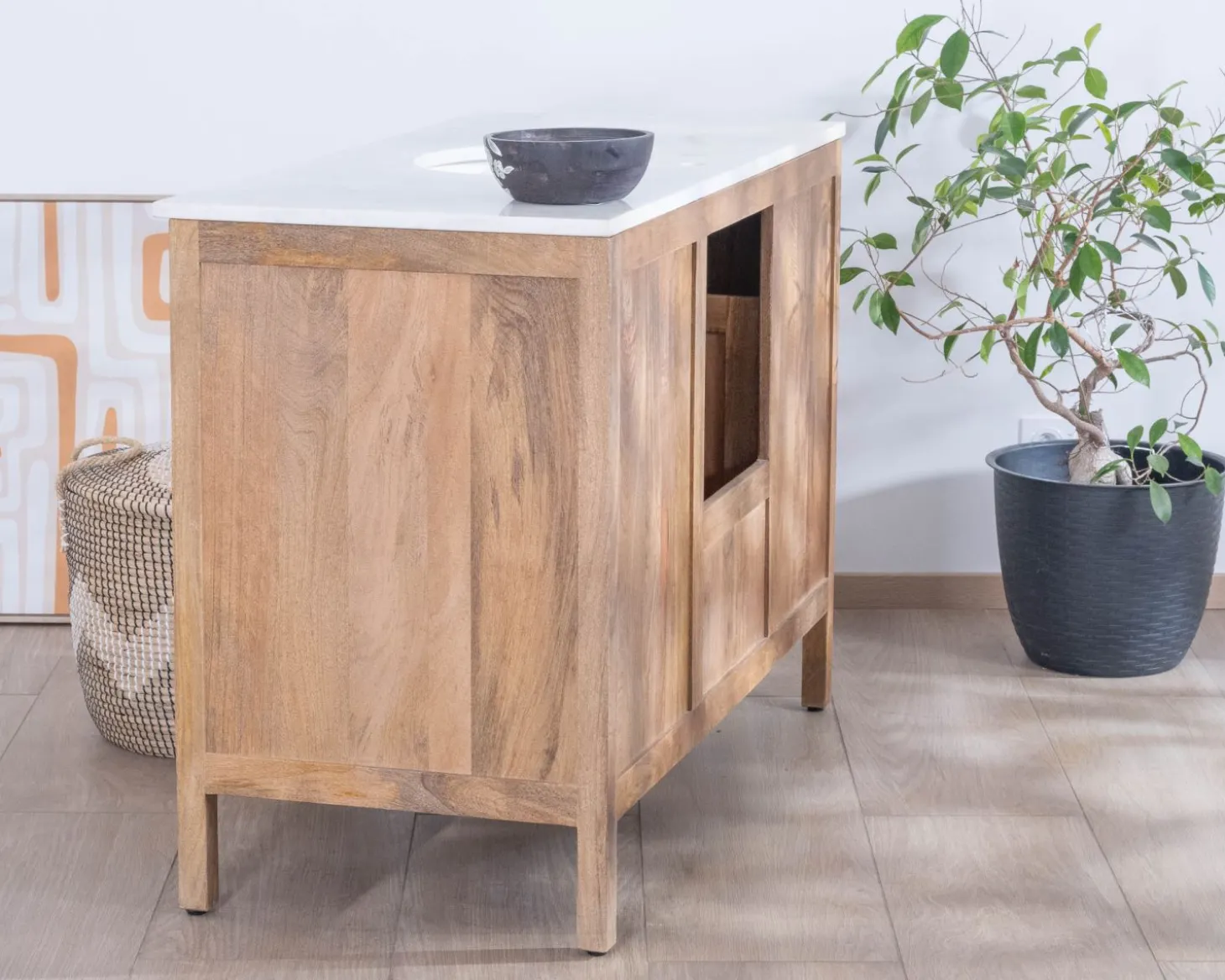 Meuble de salle de bain simple vasque 120 cm "Maestro" en manguier