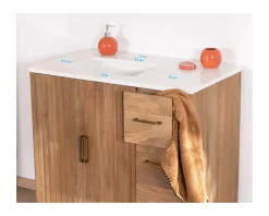 Meuble simple vasque en manguier foncé 