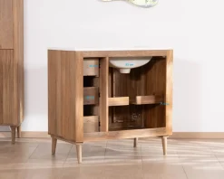 Meuble simple vasque en manguier foncé 