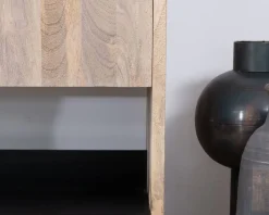 Meuble sous vasque 120 cm en bois naturel et noir "Nani" avec grande niche
