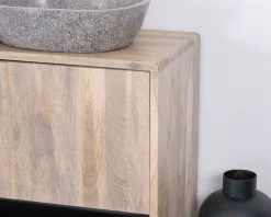 Meuble sous vasque 120 cm en bois naturel et noir 