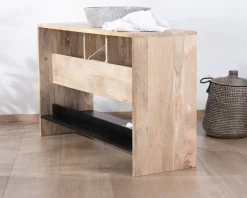 Meuble sous vasque 120 cm en bois naturel et noir 
