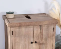 Meuble sous vasque double en manguier massif sablé 165cm "Maestro"