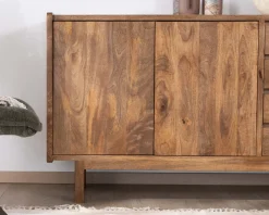 Meuble sous vasque en manguier foncé avec portes et tiroirs "Kahiko" 120 cm