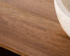 Meuble sous vasque en manguier foncé 120 cm avec niches et tiroirs 