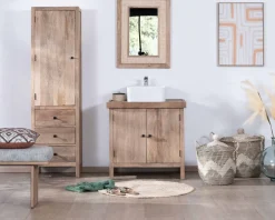 Meuble sous vasque simple en manguier massif 80cm 2 portes