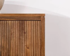 Meuble sous vasque suspendu 120 cm en manguier foncé "Nani" façades bi-texturées