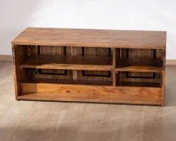 Meuble sous vasque suspendu 120 cm en manguier foncé 